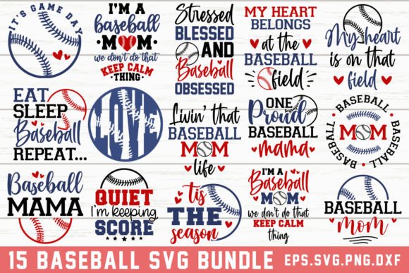 Baseball Mom Quotes SVG Bundle: Crafts & Graphics