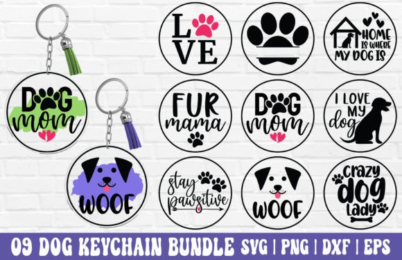 Dog Mom Keychain SVG Bundle - Dog PNG